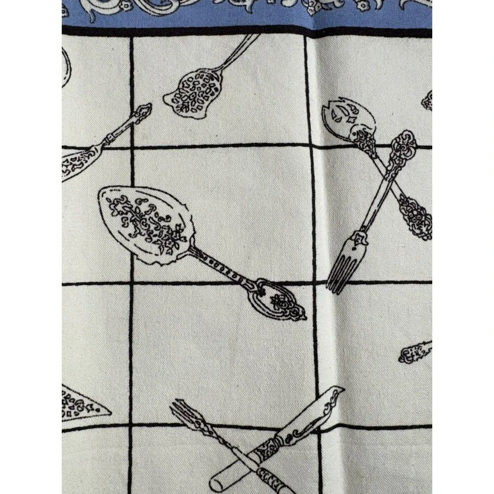 Pier 1 Imports Placemats 100% Cotton Utensils 13” x 19” Set Of 4 Blue Black